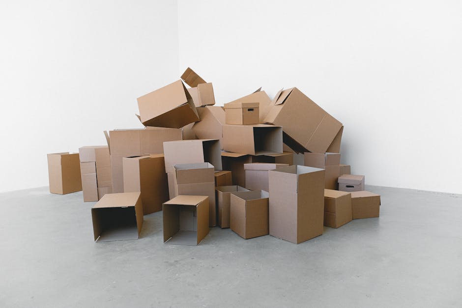 Local movers organizing boxes in a residential home